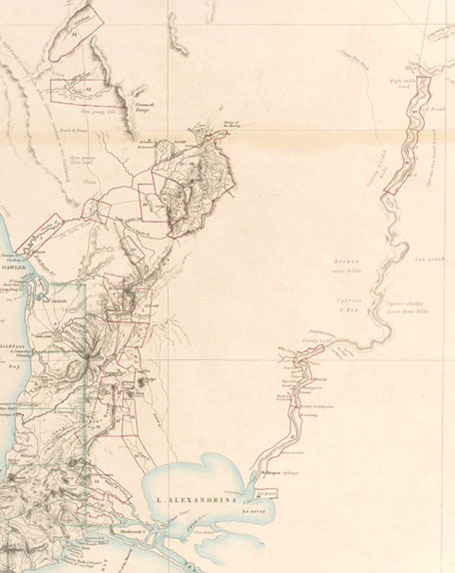 Part of the 1841 Arrowsmith Map showing Special Surveys